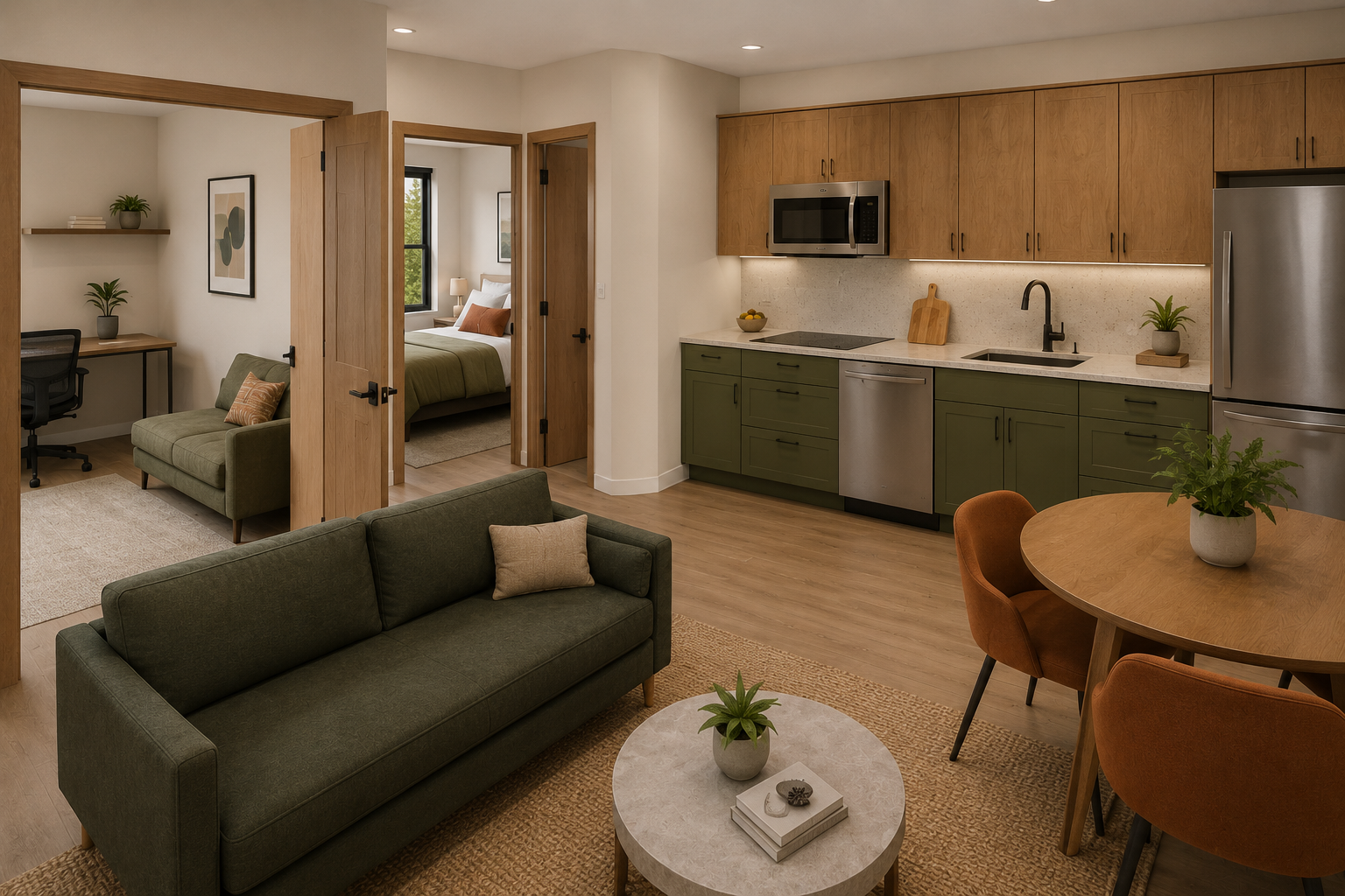 Interior view of the Type B home with a flexible room